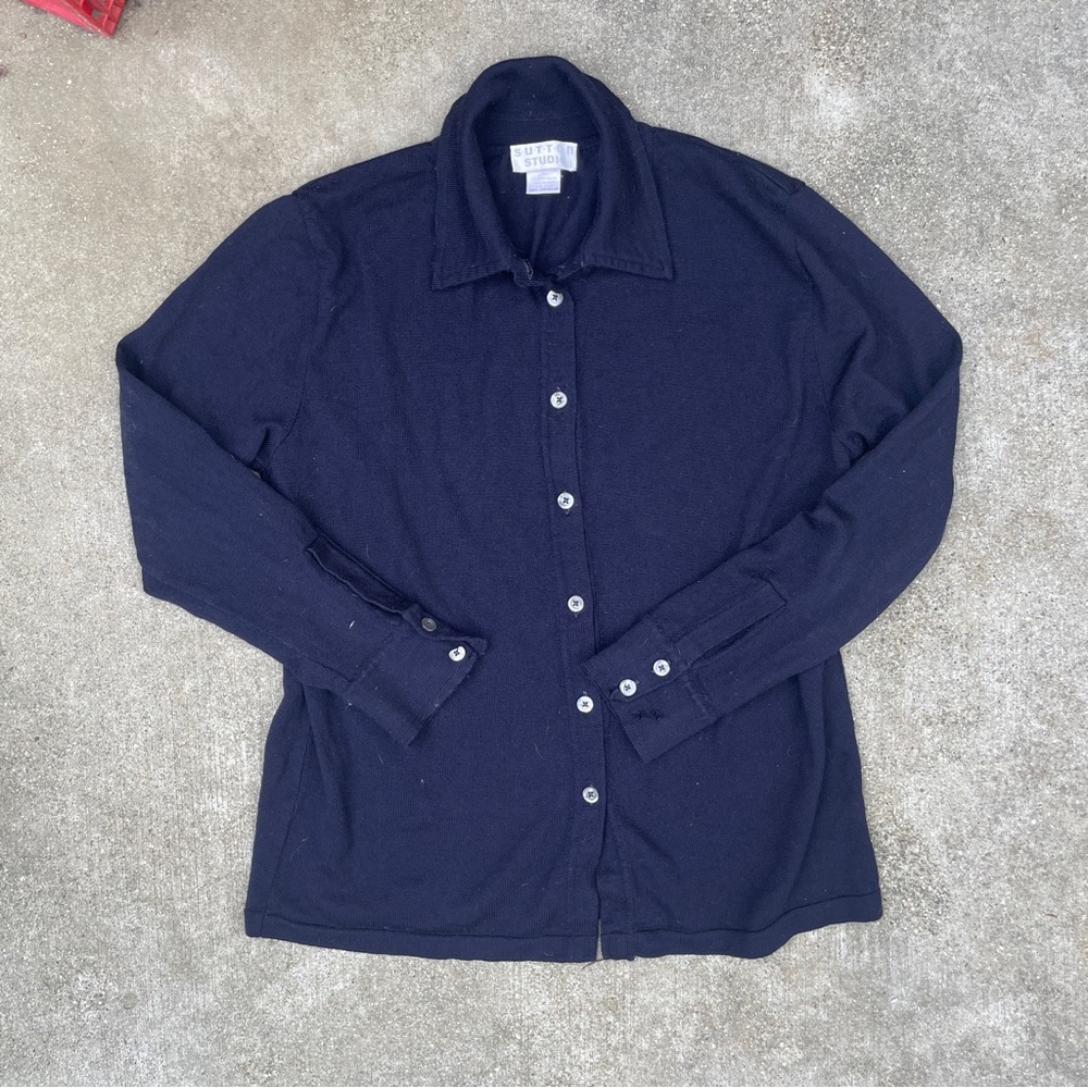 Sutton Studio Dark Blue Merino Wool Sweater
